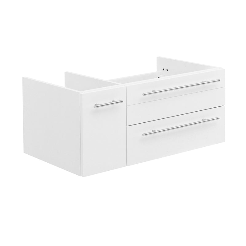 Fresca Lucera 36" White Wall Hung Undermount Sink Modern Bathroom Cabinet - Right Version FCB6136WH-UNS-R