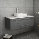 Fresca Lucera 42" Gray Wall Hung Modern Bathroom Cabinet with Top and Vessel Sink FCB6142GR-VSL-CWH-V