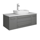 Fresca Lucera 42" Gray Wall Hung Modern Bathroom Cabinet w/ Top & Vessel Sink FCB6142GR-VSL-CWH-V