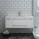 Fresca Lucera 42" White Wall Hung Modern Bathroom Cabinet with Top and Undermount Sink FCB6142WH-UNS-CWH-U
