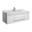 Fresca Lucera 42" White Wall Hung Modern Bathroom Cabinet w/ Top & Undermount Sink FCB6142WH-UNS-CWH-U