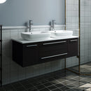 Fresca Lucera 48" Espresso Wall Hung Modern Bathroom Cabinet with Top and Double Vessel Sinks FCB6148ES-VSL-D-CWH-V