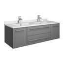 Fresca Lucera 48" Gray Wall Hung Modern Bathroom Cabinet w/ Top & Double Undermount Sinks FCB6148GR-UNS-D-CWH-U