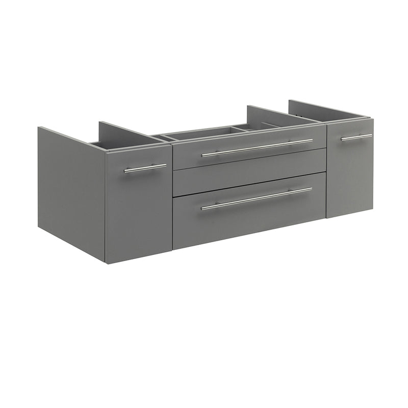 Fresca Lucera 48" Gray Wall Hung Double Vessel Sink Modern Bathroom Cabinet FCB6148GR-VSL-D