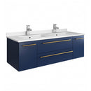 Fresca Lucera 48" Royal Blue Wall Hung Modern Bathroom Cabinet w/ Top & Double Undermount Sinks FCB6148RBL-UNS-D-CWH-U