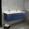 Fresca Lucera 48" Royal Blue Wall Hung Modern Bathroom Cabinet with Top and Double Undermount Sinks FCB6148RBL-UNS-D-CWH-U