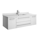 Fresca Lucera 48" White Wall Hung Modern Bathroom Cabinet w/ Top & Undermount Sink FCB6148WH-UNS-CWH-U