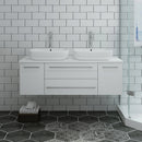 Fresca Lucera 48" White Wall Hung Modern Bathroom Cabinet with Top and Double Vessel Sinks FCB6148WH-VSL-D-CWH-V