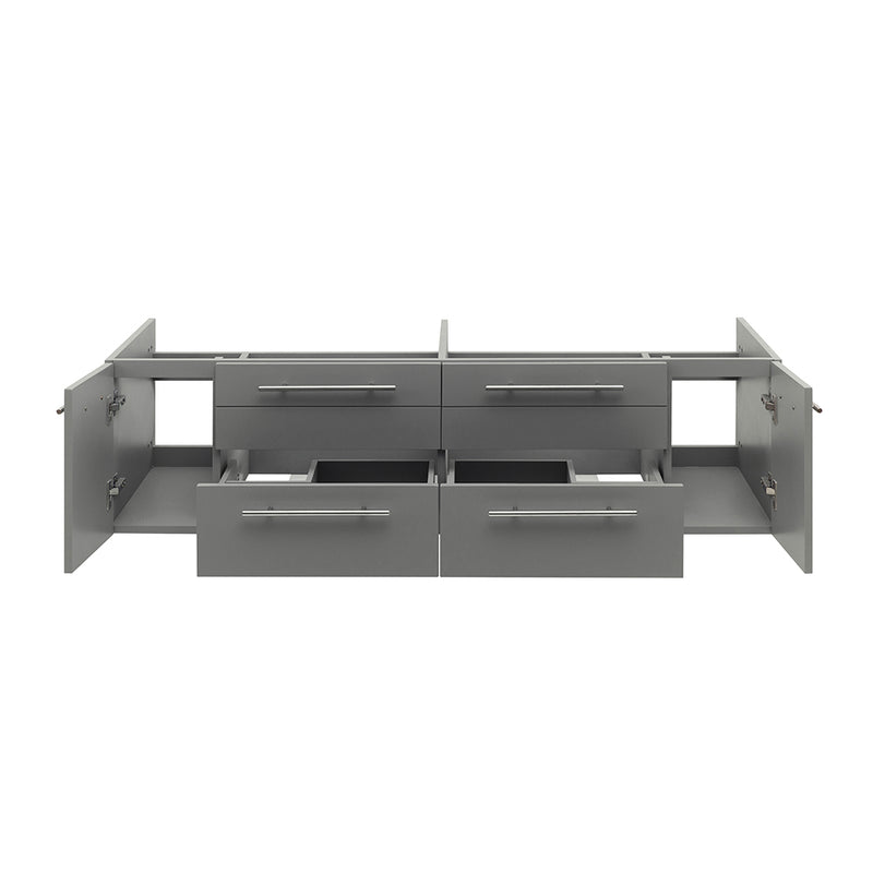 Fresca Lucera 60" Gray Wall Hung Double Undermount Sink Modern Bathroom Cabinet FCB6160GR-UNS-D