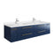 Fresca Lucera 60" Royal Blue Wall Hung Modern Bathroom Cabinet w/ Top & Double Undermount Sinks FCB6160RBL-UNS-D-CWH-U