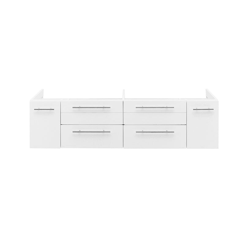 Fresca Lucera 60" White Wall Hung Double Undermount Sink Modern Bathroom Cabinet FCB6160WH-UNS-D