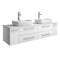 Fresca Lucera 60" White Wall Hung Modern Bathroom Cabinet w/ Top & Double Vessel Sinks FCB6160WH-VSL-D-CWH-V