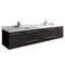 Fresca Lucera 72" Espresso Wall Hung Modern Bathroom Cabinet w/ Top & Double Undermount Sinks FCB6172ES-UNS-D-CWH-U