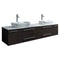 Fresca Lucera 72" Espresso Wall Hung Modern Bathroom Cabinet w/ Top & Double Vessel Sinks FCB6172ES-VSL-D-CWH-V