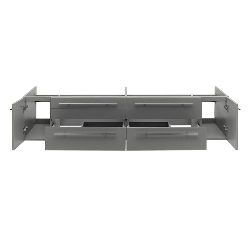 Fresca Lucera 72" Gray Wall Hung Double Undermount Sink Modern Bathroom Cabinet FCB6172GR-UNS