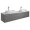 Fresca Lucera 72" Gray Wall Hung Modern Bathroom Cabinet w/ Top & Double Vessel Sinks FCB6172GR-VSL-D-CWH-V