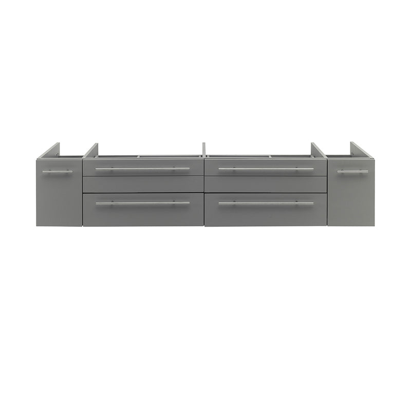 Fresca Lucera 72" Gray Wall Hung Double Vessel Sink Modern Bathroom Cabinet FCB6172GR-VSL