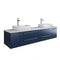 Fresca Lucera 72" Royal Blue Wall Hung Modern Bathroom Cabinet w/ Top & Double Vessel Sinks FCB6172RBL-VSL-D-CWH-V