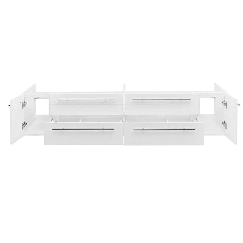 Fresca Lucera 72" White Wall Hung Double Undermount Sink Modern Bathroom Cabinet FCB6172WH-UNS