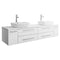 Fresca Lucera 72" White Wall Hung Modern Bathroom Cabinet w/ Top & Double Vessel Sinks FCB6172WH-VSL-D-CWH-V