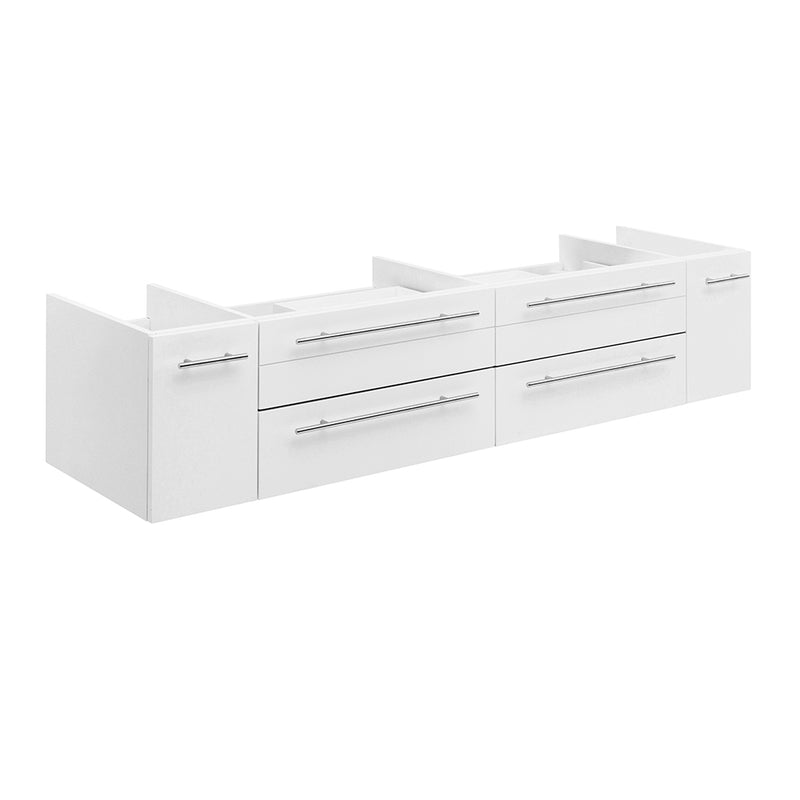 Fresca Lucera 72" White Wall Hung Double Vessel Sink Modern Bathroom Cabinet FCB6172WH-VSL