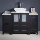 Fresca Torino 48" Espresso Modern Bathroom Cabinets with Top and Vessel Sink FCB62-122412ES-CWH-V