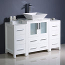 Fresca Torino 48" White Modern Bathroom Cabinets with Top and Vessel Sink FCB62-122412WH-CWH-V