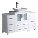 Fresca Torino 48" White Modern Bathroom Cabinets w/ Top & Vessel Sink FCB62-122412WH-CWH-V