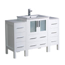 Fresca Torino 48" White Modern Bathroom Cabinets w/ Integrated Sink FCB62-122412WH-I