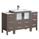 Fresca Torino 54" Gray Oak Modern Bathroom Cabinets w/ Integrated Sink FCB62-123012GO-I