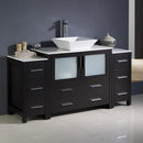 Fresca Torino 60" Espresso Modern Bathroom Cabinets with Top and Vessel Sink FCB62-123612ES-CWH-V