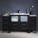 Fresca Torino 60" Espresso Modern Bathroom Cabinets with Integrated Sink FCB62-123612ES-I