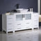 Fresca Torino 60" White Modern Bathroom Cabinets with Top and Vessel Sink FCB62-123612WH-CWH-V