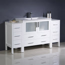 Fresca Torino 60" White Modern Bathroom Cabinets with Integrated Sink FCB62-123612WH-I