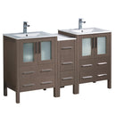 Fresca Torino 60" Gray Oak Modern Double Sink Bathroom Cabinets w/ Integrated Sinks FCB62-241224GO-I