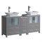 Fresca Torino 60" Gray Modern Double Sink Bathroom Cabinets w/ Tops & Vessel Sinks FCB62-241224GR-CWH-V