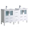 Fresca Torino 60" White Modern Double Sink Bathroom Cabinets w/ Integrated Sinks FCB62-241224WH-I