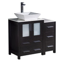 Fresca Torino 36" Espresso Modern Bathroom Cabinets w/ Top & Vessel Sink FCB62-2412ES-CWH-V