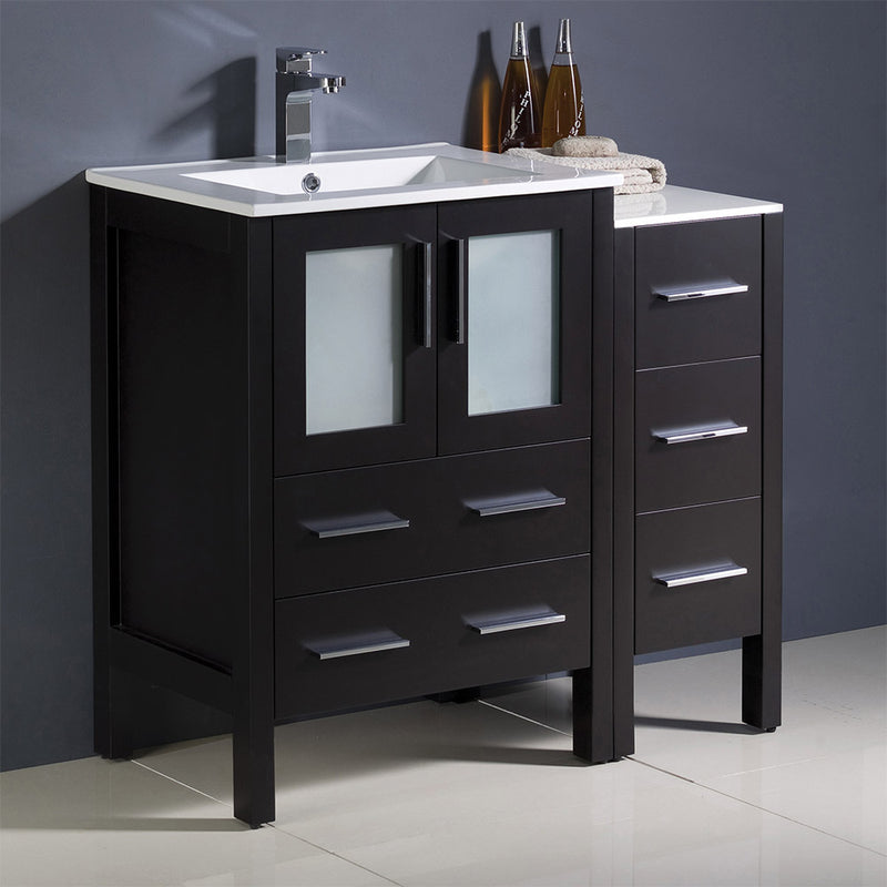 Fresca Torino 36" Espresso Modern Bathroom Cabinets with Integrated Sink FCB62-2412ES-I