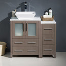 Fresca Torino 36" Gray Oak Modern Bathroom Cabinets with Top and Vessel Sink FCB62-2412GO-CWH-V