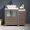 Fresca Torino 36" Gray Oak Modern Bathroom Cabinets with Top and Vessel Sink FCB62-2412GO-CWH-V