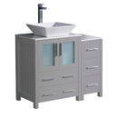 Fresca Torino 36" Gray Modern Bathroom Cabinets w/ Top & Vessel Sink FCB62-2412GR-CWH-V