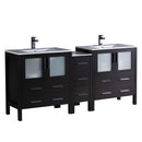 Fresca Torino 72" Espresso Modern Double Sink Bathroom Cabinets w/ Integrated Sinks FCB62-301230ES-I