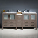 Fresca Torino 72" Gray Oak Modern Double Sink Bathroom Cabinets with Integrated Sinks FCB62-301230GO-I