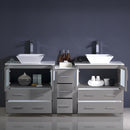 Fresca Torino 72" Gray Modern Double Sink Bathroom Cabinets with Tops and Vessel Sinks FCB62-301230GR-CWH-V