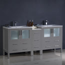 Fresca Torino 72" Gray Modern Double Sink Bathroom Cabinets with Integrated Sinks FCB62-301230GR-I