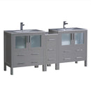 Fresca Torino 72" Gray Modern Double Sink Bathroom Cabinets w/ Integrated Sinks FCB62-301230GR-I