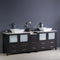 Fresca Torino 84" Espresso Modern Double Sink Bathroom Cabinets with Tops and Vessel Sinks FCB62-361236ES-CWH-V