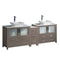 Fresca Torino 84" Gray Oak Modern Double Sink Bathroom Cabinets w/ Tops & Vessel Sinks FCB62-361236GO-CWH-V