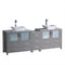 Fresca Torino 84" Gray Modern Double Sink Bathroom Cabinets w/ Tops & Vessel Sinks FCB62-361236GR-CWH-V